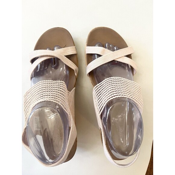 Skechers Pink Beverlee High Tea Sling Back Stretch Wedge Sandals  10 Comfort - Picture 3 of 6